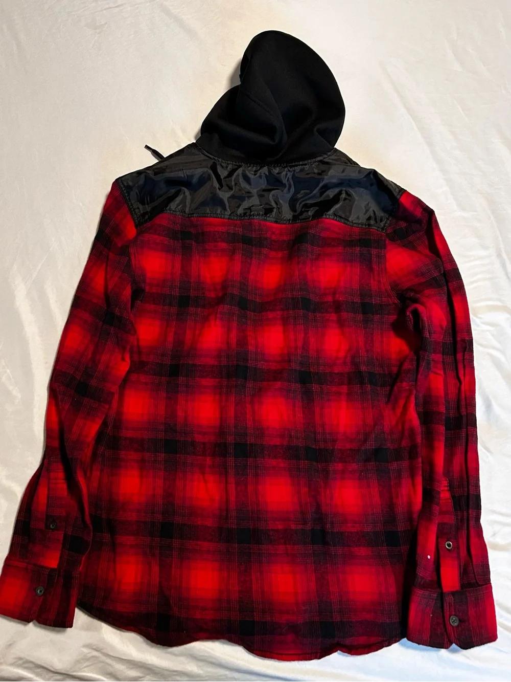Men's Red Plaid Hooded Zip-Up Jacket